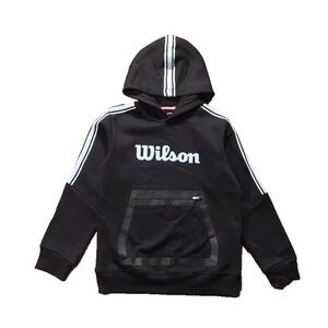 Wilson Kids' Classic Logo Striped Taping Fleece Hoodie Color black Large
